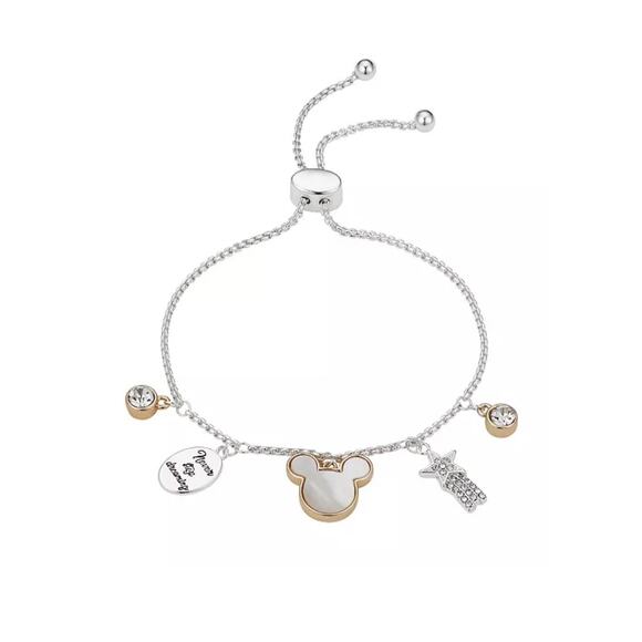Disney Crystal Mickey Mouse Bolo Bracelet Gold-Tone | NWT - Picture 2 of 4